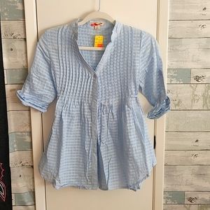 Forever 21 Light Blue Small V-Neck Button Down